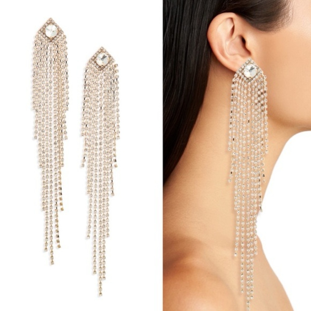 Natasha Dramatic Rhinestone Dangle Earrings